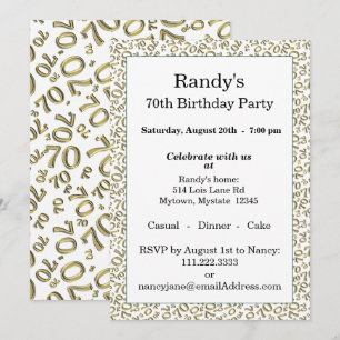 70 Random Number Pattern Gold/White 70th Invitation