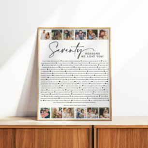 70 Reasons We Love You Birthday Photo Collage Poster