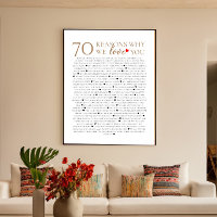 70 reasons why we love you 70th 75th birthday gift