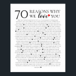 70 reasons why we love you 80th 60th 50th birthday poster<br><div class="desc">designed by The Arty Apples Limited</div>