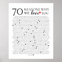 70 reasons why we love you 80th 60th 50th birthday