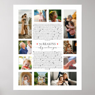 70 reasons why we love you 80th 60th birthday 40th poster