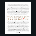 70 reasons why we love you 80th 60th birthday 50th poster<br><div class="desc">designed by The Arty Apples Limited</div>