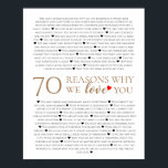 70 reasons why we love you 80th 60th birthday 50th poster<br><div class="desc">designed by The Arty Apples Limited</div>