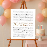 70 reasons why we love you 80th 60th birthday 50th