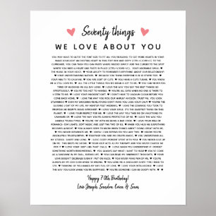 70 reasons why we love you birthday gift for him poster