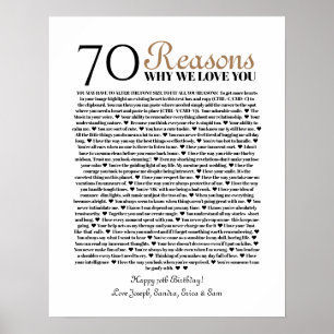 70 reasons why we love you birthday gift for him poster