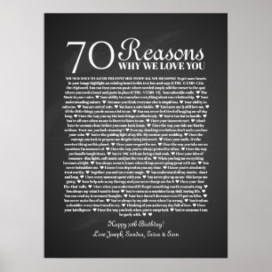 70 reasons why we love you birthday gift for him poster