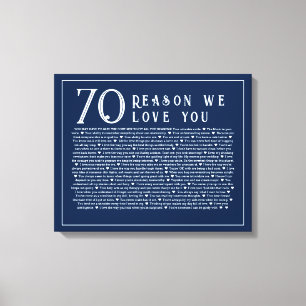 70 reasons why we love you canvas 