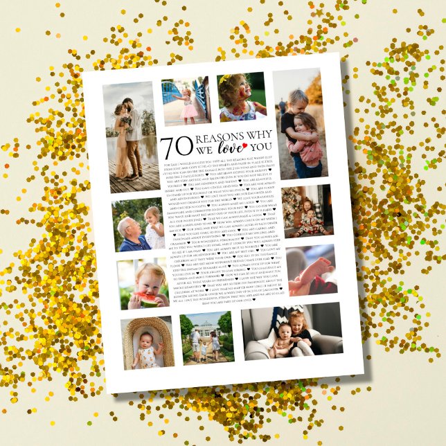 70 reasons why we love you photo collage birthday poster (Creator Uploaded)