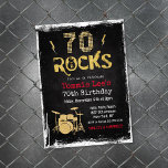 70 Rocks Rockstar Guitar 70th Birthday Invitation<br><div class="desc">70 Rocks Rockstar Electric Guitar Metal Metallic Silver Glitter Surprise 70th Birthday Invitation</div>