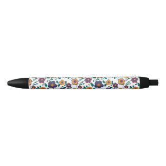 70’s Folk Art Ditzy Retro Daisy in Jewel Tones Black Ink Pen