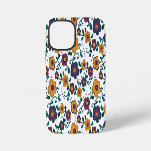 70’s Folk Art Ditzy Retro Daisy in Jewel Tones iPhone 12 Mini Case
