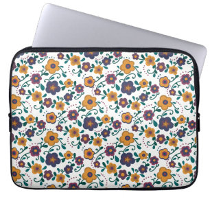 70’s Folk Art Ditzy Retro Daisy in Jewel Tones Laptop Sleeve