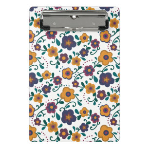 70’s Folk Art Ditzy Retro Daisy in Jewel Tones Mini Clipboard