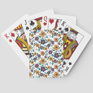 70’s Folk Art Ditzy Retro Daisy in Jewel Tones Playing Cards