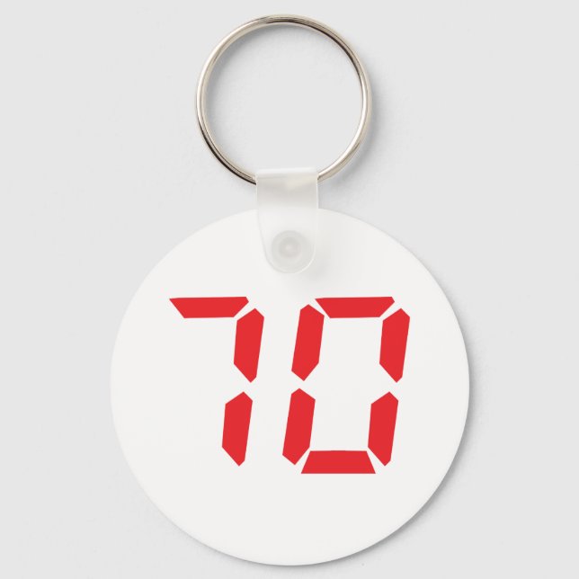70 seventy red alarm clock digital number key ring (Front)