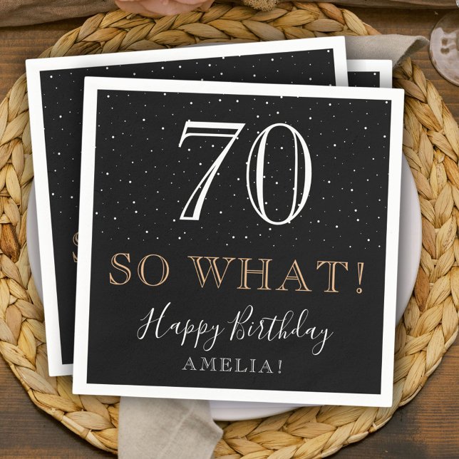 70 So what Funny Black Elegant 70th Birthday Napkin (Creator Uploaded)