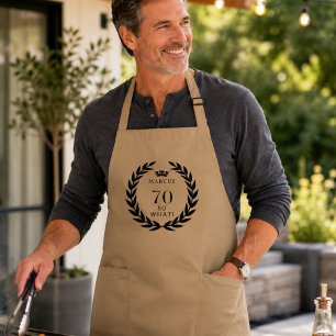 70 So what Funny Laurel Wreath Crown 70th Birthday Long Apron