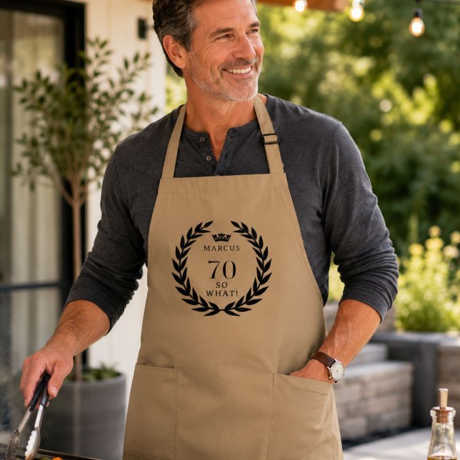 70 So what Funny Laurel Wreath Crown 70th Birthday Long Apron (Creator Uploaded)