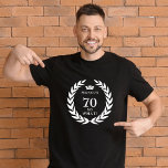 70 So what Funny Laurel Wreath Crown 70th Birthday T-Shirt<br><div class="desc">70 So what Funny Laurel Wreath Crown 70th Birthday T-Shirt. A funny quote I`m 70 so what in modern bold fonts and white colour. The design has a laurel wreath around the words and a crown above the custom name. Add your name. Perfect gift for a man with a sense...</div>