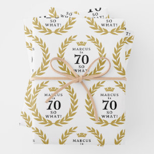 70 So what Funny Laurel Wreath Crown 70th Birthday Wrapping Paper Sheet