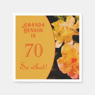 70 so What Yellow Rose Funny 70th Birthday Party  Napkin