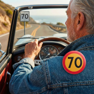 70 Speed Limit Road Traffic Sign 7.5 Cm Round Badge