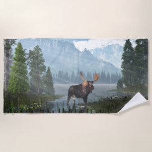 70”x35” beach towel with "Tranquil Dawn" image