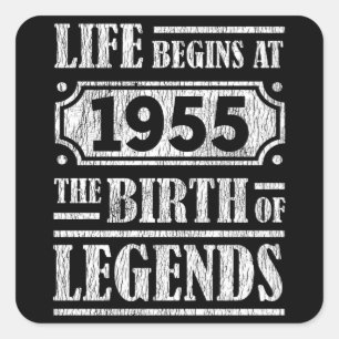 70 Year Old 1955 Birth Of Legend 70th Birthday Square Sticker