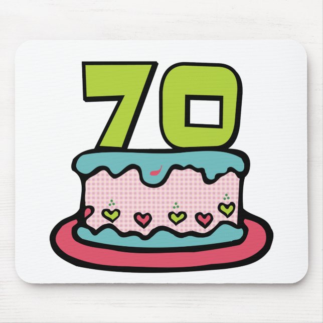 70 Year Old Birthday Cake Mouse Mat (Front)