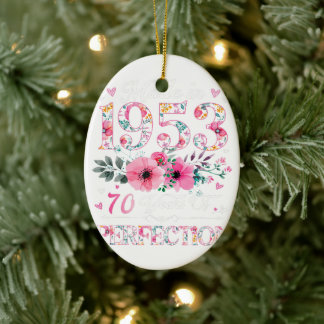 70 Year Old Made In 1953 Floral 70th Birthday Gift Ceramic Tree Decoration
