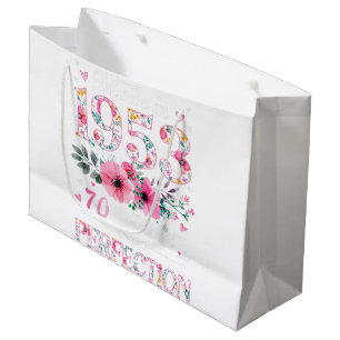 70 Year Old Made In 1953 Floral 70th Birthday Gift Large Gift Bag