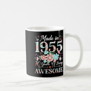 70 Year Old Made In 1955 Floral 70th Birthday Wome Coffee Mug