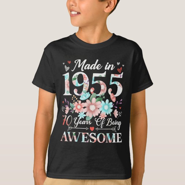 70 Year Old Made In 1955 Floral 70th Birthday Wome T-Shirt (Front)