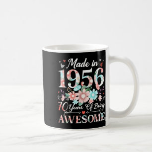 70 year old made in 1956 floral 70th birthday wome coffee mug