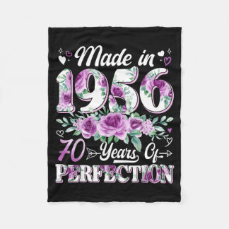 70 year old made in 1956 floral 70th birthday wome fleece blanket