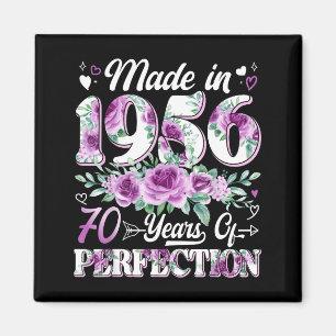 70 year old made in 1956 floral 70th birthday wome magnet