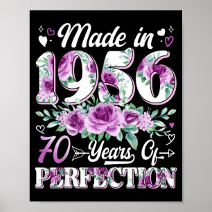 70 year old made in 1956 floral 70th birthday wome poster