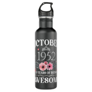 70 Year Old Made In October 1952 70th Birthday Gif 710 Ml Water Bottle