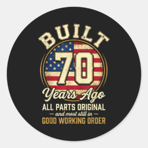 70 Year Old Man Patriotic Usa Flag Dad 70th Birthd Classic Round Sticker