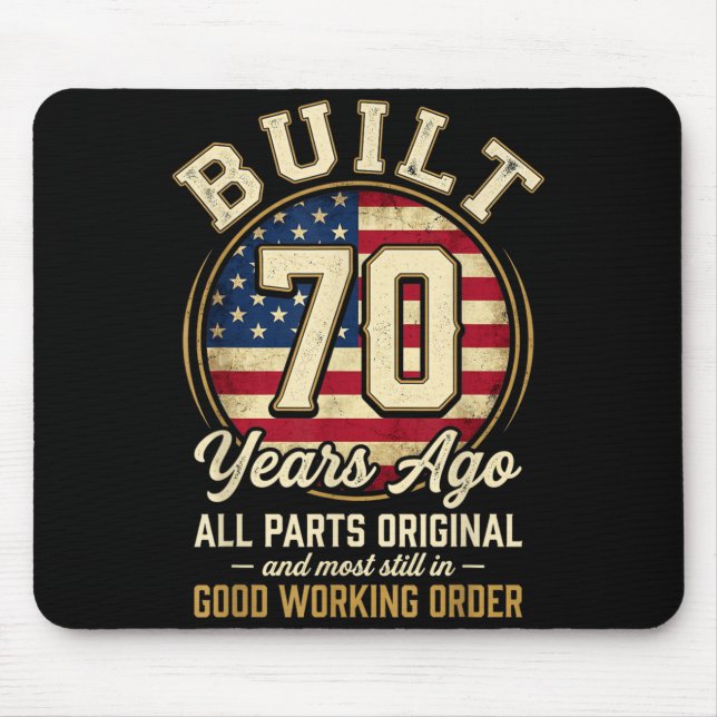 70 Year Old Man Patriotic USA Flag Dad 70th Mouse Mat (Front)