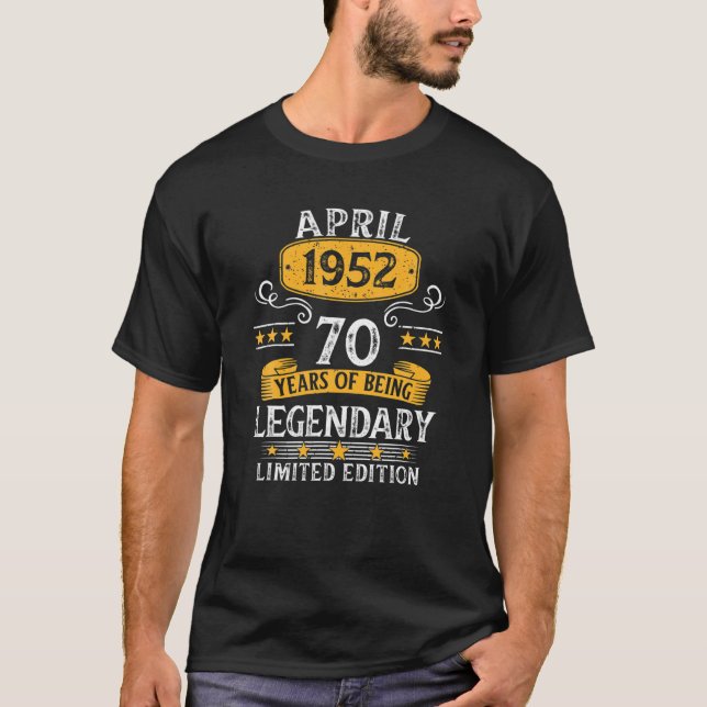 70 Years Old Awesome Since April 1952 Gifts 70Th B T-Shirt (Front)