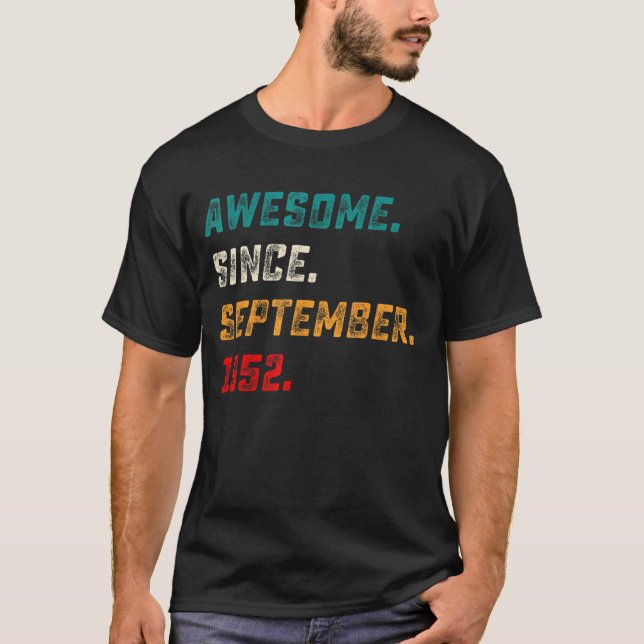 70 Years Old Awesome Since September 1952 70th Bir T-Shirt (Front)