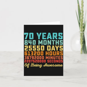 70 Years Old Birthday Quote Funny 70th B-Day Math Card