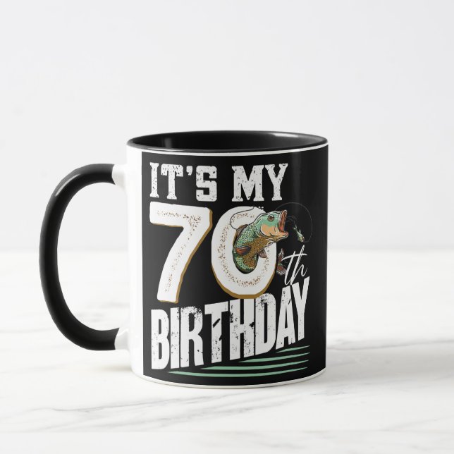 70 Years Old Fishing Fisherman Angler 70th Mug (Left)