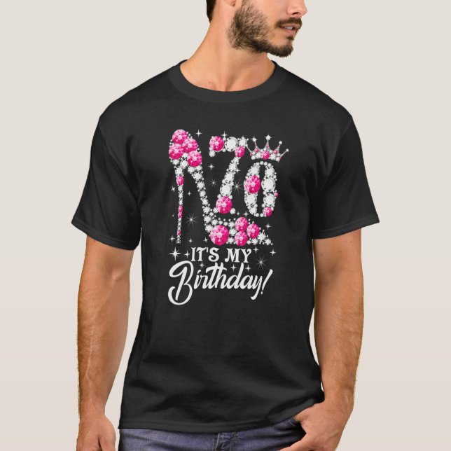 70 Years Old It's My 70th Birthday Funny Pink Diam T-Shirt (Front)