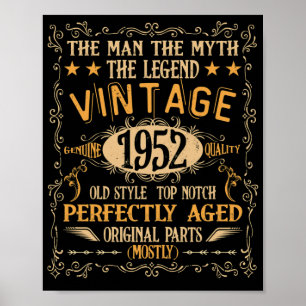 70 Years Old Man Myth Legend 1952 70th Birthday Poster