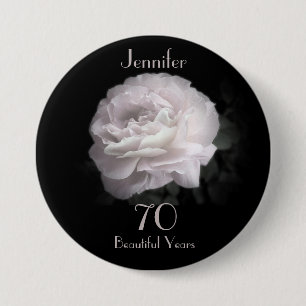 70 Years Old, Pale Pink Rose Button Pin