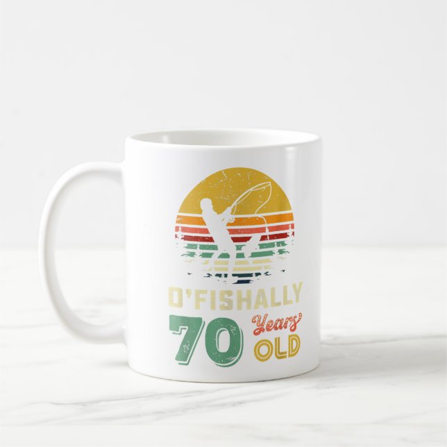 70 Years Old Seventy Grandpa Fish 70th Birthday Fi Coffee Mug (Left)